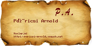 Páricsi Arnold névjegykártya